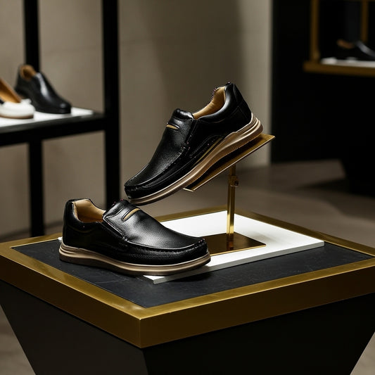 Black Medicated Leather Loafers – Comfortable Daily Wear Shoes